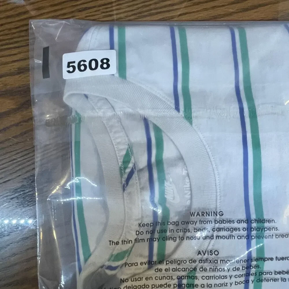 Nike Shirt Mens Large White Green Striped The Nike Tee Embroidered Swoosh Logo - Picture 11 of 11